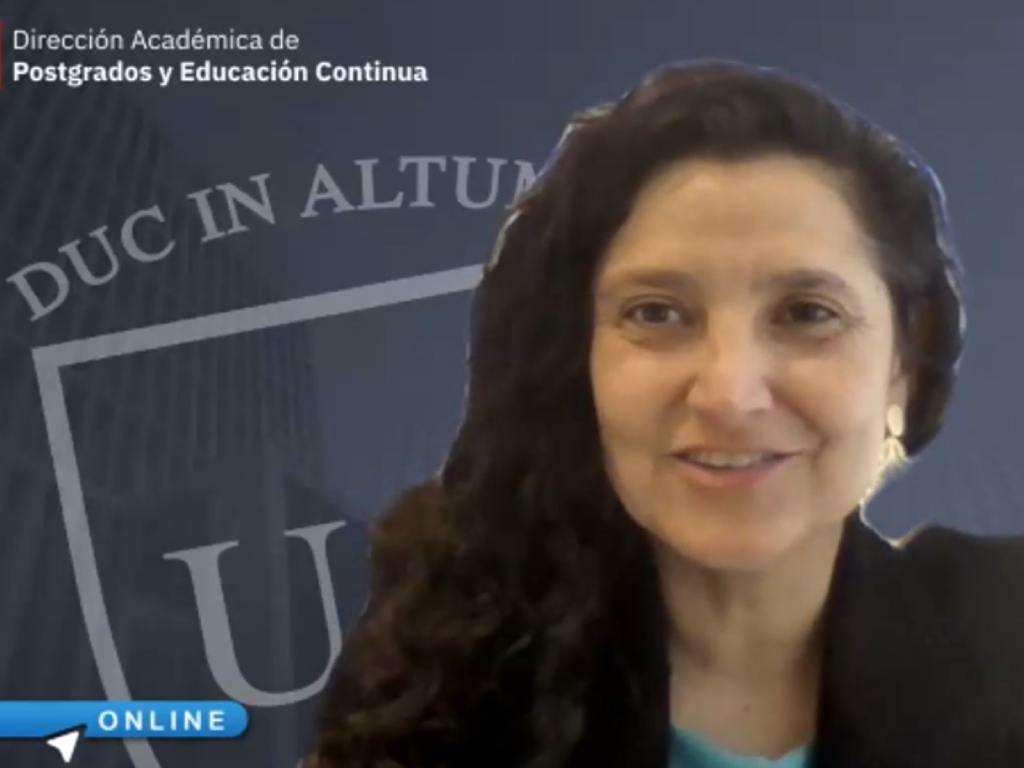 Katrina Badilla, Directora Académica de Postgrados y Educación de la U. Autónoma, presente en la ceremonia online de inauguración.